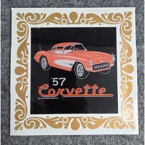 1957 Corvette Mirror Wall Art Gold Design Novelty Mirror Designs Retro 7x7 Vtg